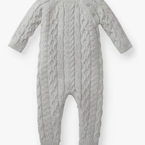 Soft Gray Cable Knit Baby Footie